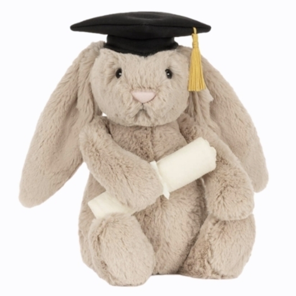 Jellycat Bashful Bunny Graduation Outfit 12.2x4.7x3.5" Soft Plush BNWT Authentic